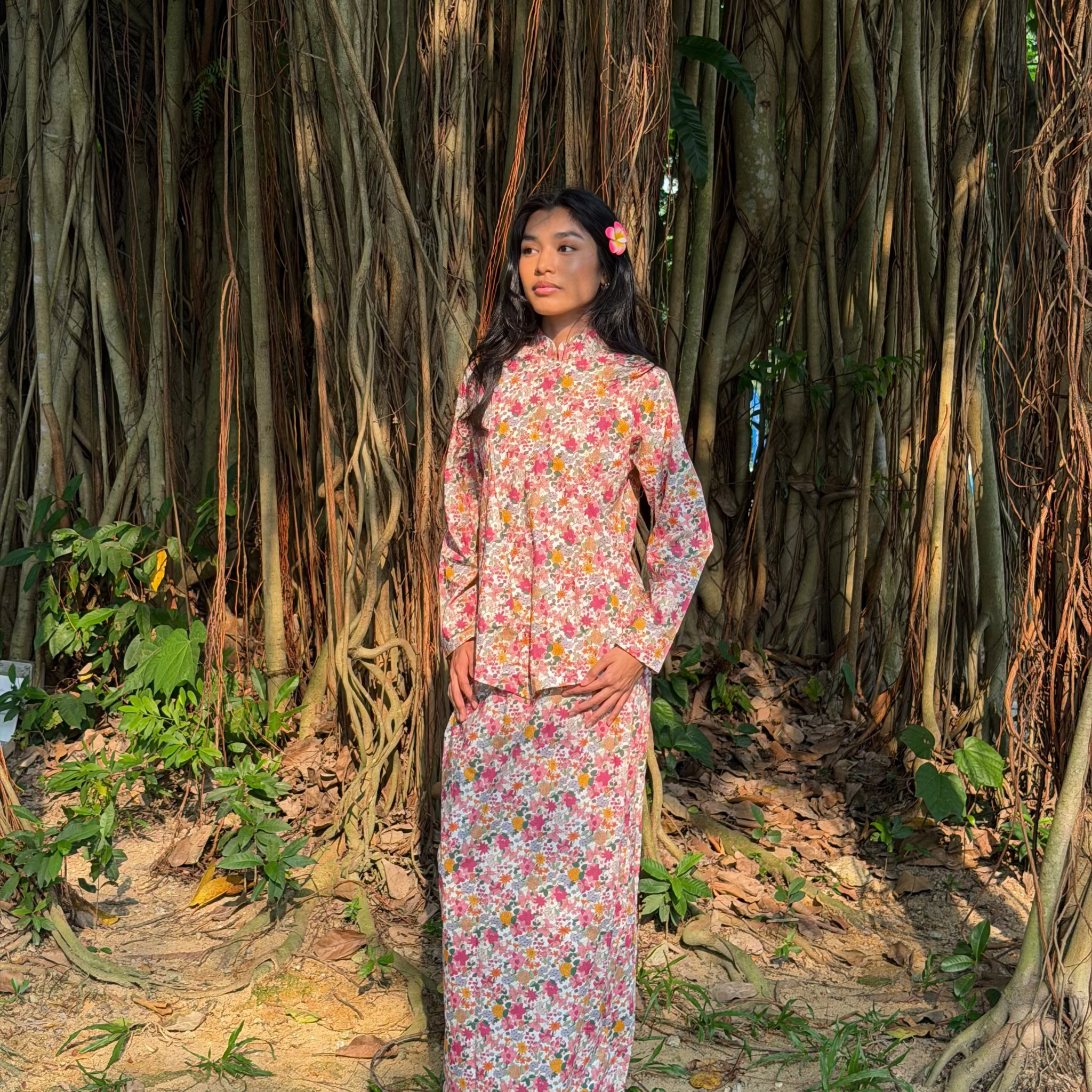 Kurung Shanghai Cotton Motif Flora